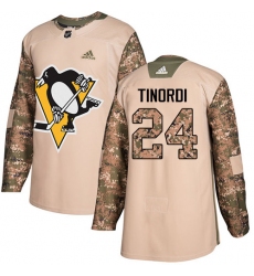 Men's Adidas Pittsburgh Penguins #24 Jarred Tinordi Authentic Camo Veterans Day Practice NHL Jersey