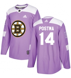 Youth Adidas Boston Bruins #14 Paul Postma Authentic Purple Fights Cancer Practice NHL Jersey