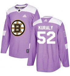 Men's Adidas Boston Bruins #52 Sean Kuraly Authentic Purple Fights Cancer Practice NHL Jersey