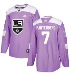 Men's Adidas Los Angeles Kings #7 Oscar Fantenberg Authentic Purple Fights Cancer Practice NHL Jersey