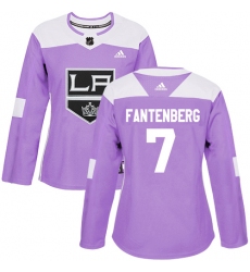 Women's Adidas Los Angeles Kings #7 Oscar Fantenberg Authentic Purple Fights Cancer Practice NHL Jersey