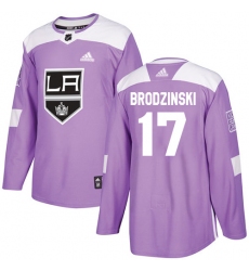 Youth Adidas Los Angeles Kings #17 Jonny Brodzinski Authentic Purple Fights Cancer Practice NHL Jersey