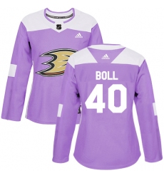 Women's Adidas Anaheim Ducks #40 Jared Boll Authentic Purple Fights Cancer Practice NHL Jersey