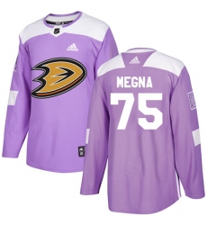 Men's Adidas Anaheim Ducks #75 Jaycob Megna Authentic Purple Fights Cancer Practice NHL Jersey