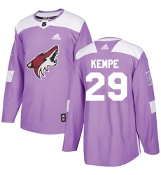 Men's Adidas Arizona Coyotes #29 Mario Kempe Authentic Purple Fights Cancer Practice NHL Jersey