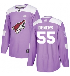 Men's Adidas Arizona Coyotes #55 Jason Demers Authentic Purple Fights Cancer Practice NHL Jersey