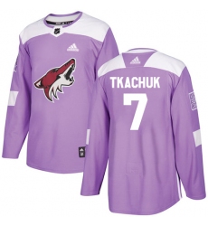 Men's Adidas Arizona Coyotes #7 Keith Tkachuk Authentic Purple Fights Cancer Practice NHL Jersey