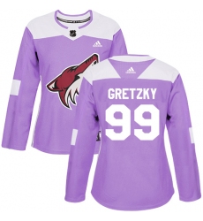 Women's Adidas Arizona Coyotes #99 Wayne Gretzky Authentic Purple Fights Cancer Practice NHL Jersey