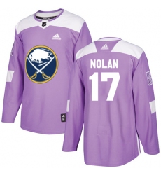 Men's Adidas Buffalo Sabres #17 Jordan Nolan Authentic Purple Fights Cancer Practice NHL Jersey