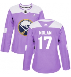 Women's Adidas Buffalo Sabres #17 Jordan Nolan Authentic Purple Fights Cancer Practice NHL Jersey