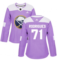 Women's Adidas Buffalo Sabres #71 Evan Rodrigues Authentic Purple Fights Cancer Practice NHL Jersey