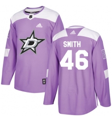 Men's Adidas Dallas Stars #46 Gemel Smith Authentic Purple Fights Cancer Practice NHL Jersey