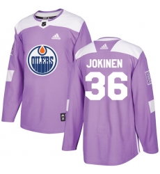 Men's Adidas Edmonton Oilers #36 Jussi Jokinen Authentic Purple Fights Cancer Practice NHL Jersey