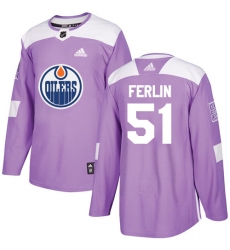 Men's Adidas Edmonton Oilers #51 Brian Ferlin Authentic Purple Fights Cancer Practice NHL Jersey