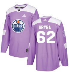 Men's Adidas Edmonton Oilers #62 Eric Gryba Authentic Purple Fights Cancer Practice NHL Jersey