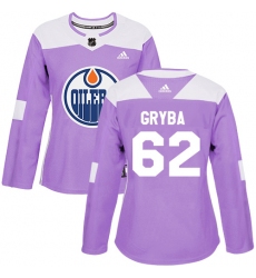 Women's Adidas Edmonton Oilers #62 Eric Gryba Authentic Purple Fights Cancer Practice NHL Jersey