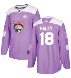 Youth Adidas Florida Panthers #18 Micheal Haley Authentic Purple Fights Cancer Practice NHL Jersey