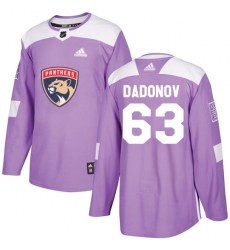 Men's Adidas Florida Panthers #63 Evgenii Dadonov Authentic Purple Fights Cancer Practice NHL Jersey