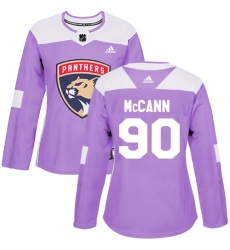 Women's Adidas Florida Panthers #90 Jared McCann Authentic Purple Fights Cancer Practice NHL Jersey