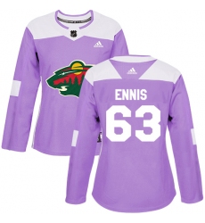 Women's Adidas Minnesota Wild #63 Tyler Ennis Authentic Purple Fights Cancer Practice NHL Jersey