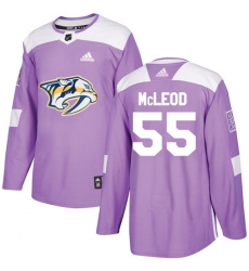 Youth Adidas Nashville Predators #55 Cody McLeod Authentic Purple Fights Cancer Practice NHL Jersey