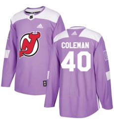 Youth Adidas New Jersey Devils #40 Blake Coleman Authentic Purple Fights Cancer Practice NHL Jersey