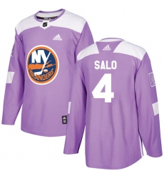 Men's Adidas New York Islanders #4 Robin Salo Authentic Purple Fights Cancer Practice NHL Jersey