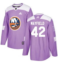 Men's Adidas New York Islanders #42 Scott Mayfield Authentic Purple Fights Cancer Practice NHL Jersey