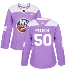 Women's Adidas New York Islanders #50 Adam Pelech Authentic Purple Fights Cancer Practice NHL Jersey