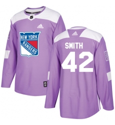 Men's Adidas New York Rangers #42 Brendan Smith Authentic Purple Fights Cancer Practice NHL Jersey