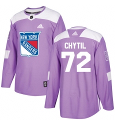 Men's Adidas New York Rangers #72 Filip Chytil Authentic Purple Fights Cancer Practice NHL Jersey