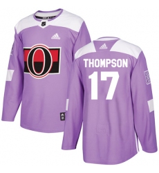 Men's Adidas Ottawa Senators #17 Nate Thompson Authentic Purple Fights Cancer Practice NHL Jersey