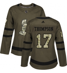 Women's Adidas Ottawa Senators #17 Nate Thompson Authentic Green Salute to Service NHL Jersey