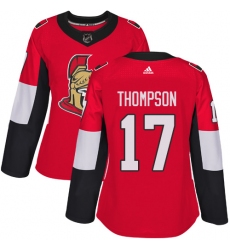 Women's Adidas Ottawa Senators #17 Nate Thompson Authentic Red Home NHL Jersey