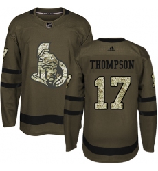 Youth Adidas Ottawa Senators #17 Nate Thompson Authentic Green Salute to Service NHL Jersey