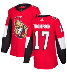 Youth Adidas Ottawa Senators #17 Nate Thompson Authentic Red Home NHL Jersey