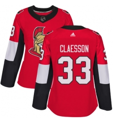 Women's Adidas Ottawa Senators #33 Fredrik Claesson Premier Red Home NHL Jersey