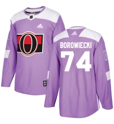 Men's Adidas Ottawa Senators #74 Mark Borowiecki Authentic Purple Fights Cancer Practice NHL Jersey