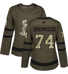 Women's Adidas Ottawa Senators #74 Mark Borowiecki Authentic Green Salute to Service NHL Jersey