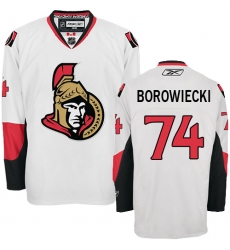 Women's Reebok Ottawa Senators #74 Mark Borowiecki Authentic White Away NHL Jersey