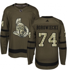 Youth Adidas Ottawa Senators #74 Mark Borowiecki Premier Green Salute to Service NHL Jersey