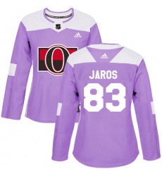 Women's Adidas Ottawa Senators #83 Christian Jaros Authentic Purple Fights Cancer Practice NHL Jersey