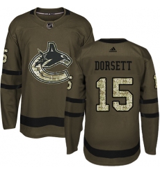 Men's Adidas Vancouver Canucks #15 Derek Dorsett Authentic Green Salute to Service NHL Jersey