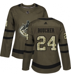 Women's Adidas Vancouver Canucks #24 Reid Boucher Authentic Green Salute to Service NHL Jersey