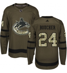 Youth Adidas Vancouver Canucks #24 Reid Boucher Authentic Green Salute to Service NHL Jersey