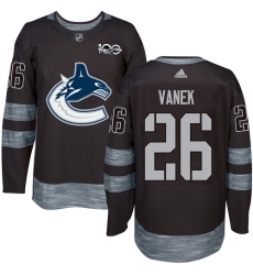 Men's Adidas Vancouver Canucks #26 Thomas Vanek Authentic Black 1917-2017 100th Anniversary NHL Jersey