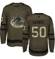 Men's Adidas Vancouver Canucks #50 Brendan Gaunce Premier Green Salute to Service NHL Jersey