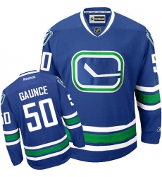 Men's Reebok Vancouver Canucks #50 Brendan Gaunce Premier Royal Blue Third NHL Jersey