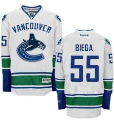 Youth Reebok Vancouver Canucks #55 Alex Biega Authentic White Away NHL Jersey