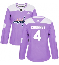 Women's Adidas Washington Capitals #4 Taylor Chorney Authentic Purple Fights Cancer Practice NHL Jersey